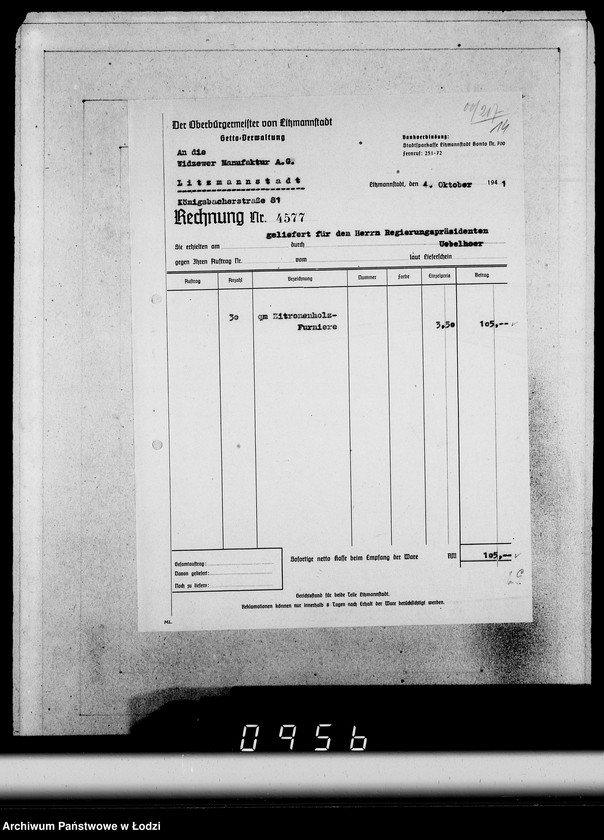Obraz 18 z jednostki "Konto 00, Komm.181-220 [Rachunki i potwierdzenia odbioru mebli]"