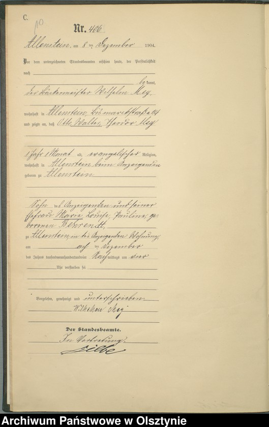 image.from.unit.number "Sterbe-Haupt-Register Tom II,Nr 399 - 427"