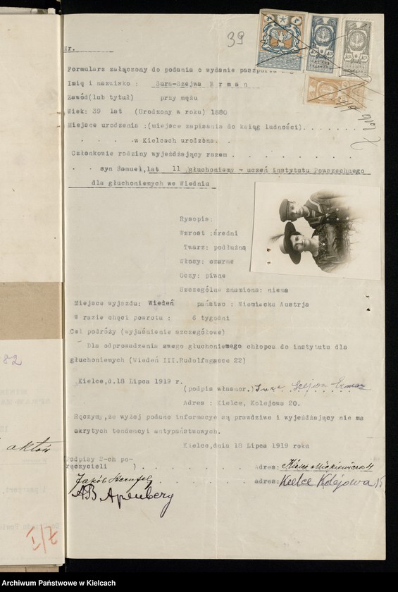 Obraz 5 z kolekcji "Wnioski o paszporty zagraniczne rok 1919111"