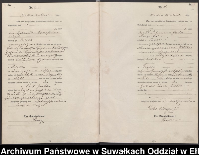 image.from.unit.number "Geburts-Haupt-Register des Königlichen Preussischen Standes-Amtes Bialla Kreis Johannisburg"