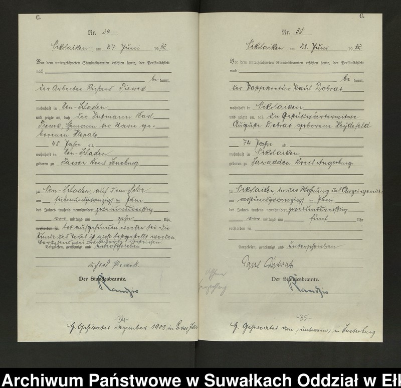 image.from.unit.number "Sterbe=Haupt=Register des Königlichen Preussischen Standes-Amtes Nikolaiken Kreis Sensburg"