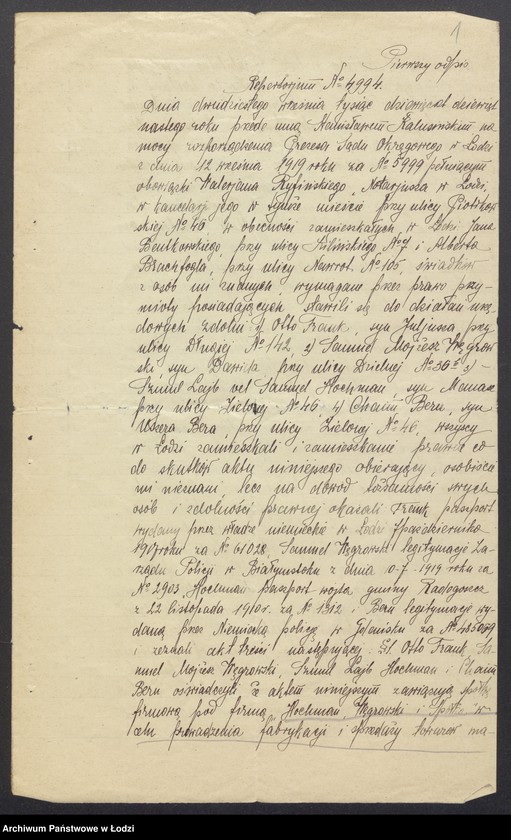 Obraz 3 z jednostki "Samuel Hochman, Samuel Węgrowski i S-ka- prowadzenie fabryki i sprzedaż towarów manufakturowych"