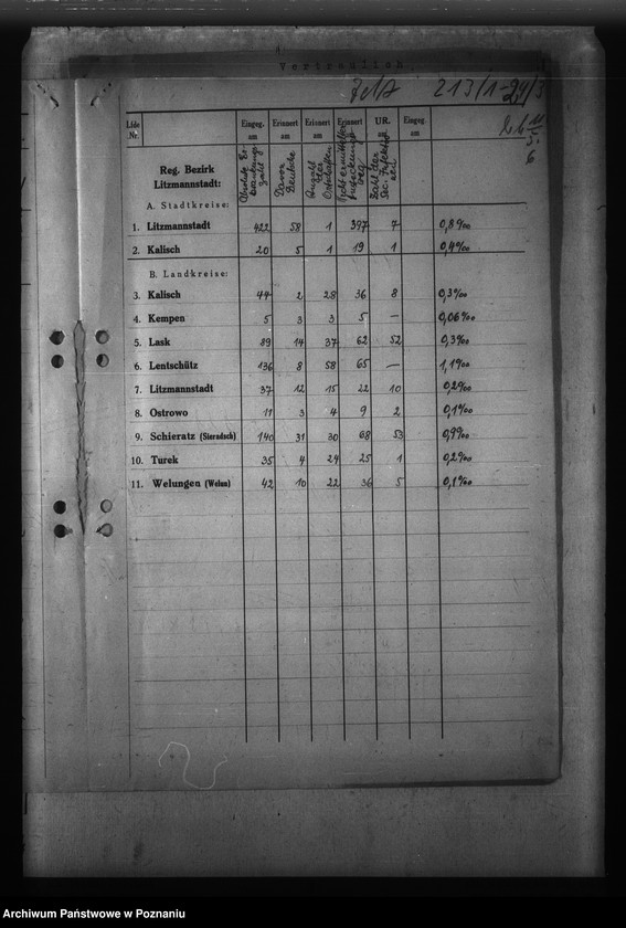 Obraz 10 z jednostki "Gauübersichten der Typhus - Sonderstatistiken"