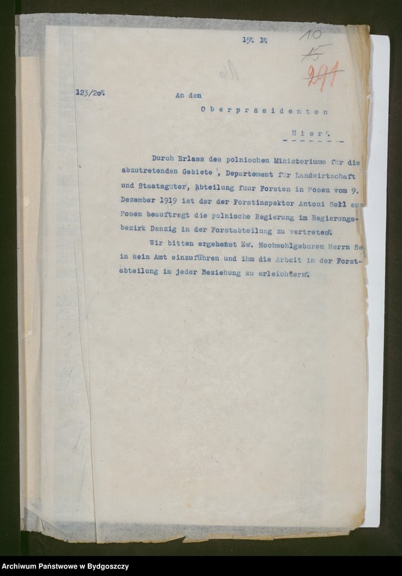 image.from.unit.number "[Korespondencja z nadprezydentem Prowincji Prus Zachodnich]"