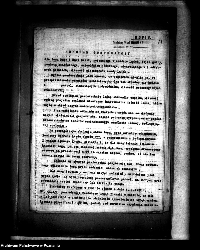 Obraz 5 z jednostki "Projekt podziału wspólnego lasu osady Lądek w związku z pracami scaleniowymi wsi"