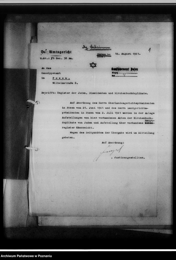 Obraz 5 z jednostki "Register der Juden, Dissidenten und Kirchenbuchduplikate [powiaty: śremski, średzki i wolsztyński]"