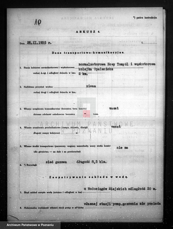 Obraz 15 z jednostki "Kwestionariusz Gazowni Miejskiej w Nowym Tomyślu"