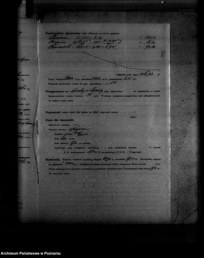 Obraz 12 z jednostki ""Huta miedzi" Towarzystwo Akcyjne Rudnicze powiat poznański nr porządkowy kotła 107"