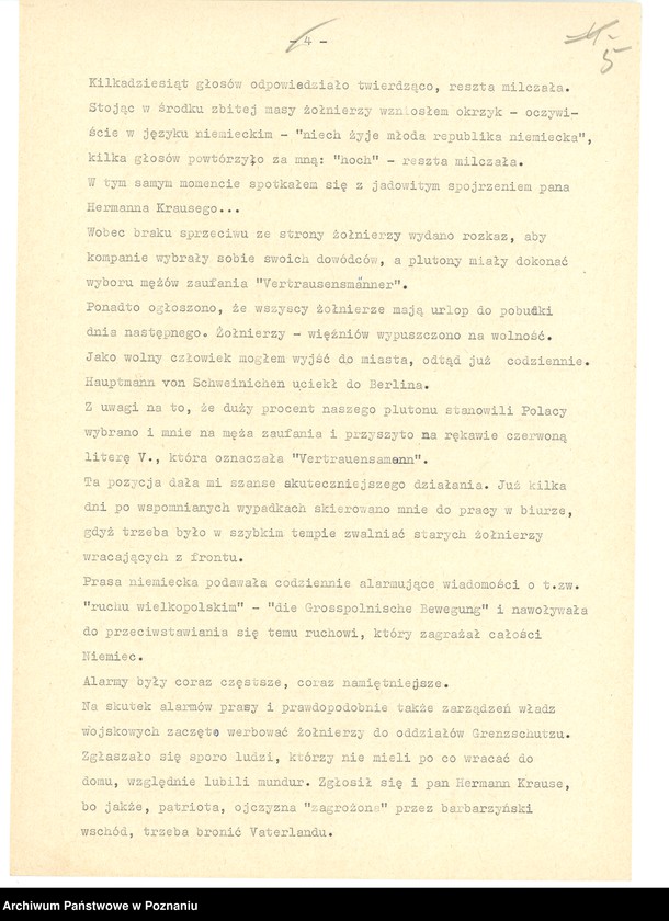 Obraz 16 z jednostki "Relacje i wspomnienia dotyczące powstania wielkopolskiego: 1. Krystynki, powiat Rawicz, województwo poznańskie, 2. Krotoszyn, powiat Krotoszyn, województwo poznańskie, 3. Krobia, powiat Gostyń, województwo poznańskie."