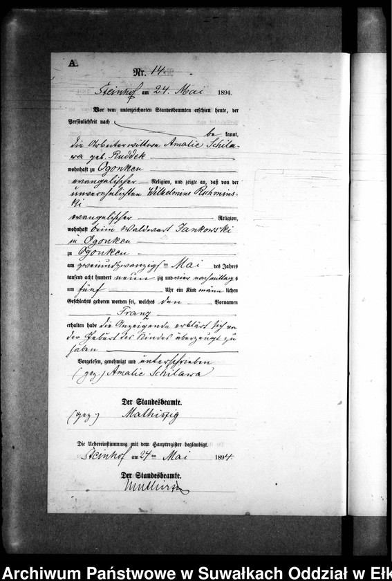 image.from.unit.number "Geburts-Neben-Register des Preussischen Standes-Amtes Gr. Strengeln Kreis Angerburg"