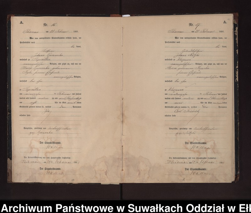 image.from.unit.number "Geburts-Neben-Register des Preussischen Standes-Amtes Rydzewen Kreis Loetzen"