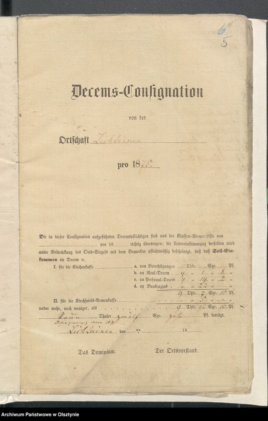 image.from.unit.number "Beläage zur Jahres-Rechnung der Kirchen-Kasse Kraplau"