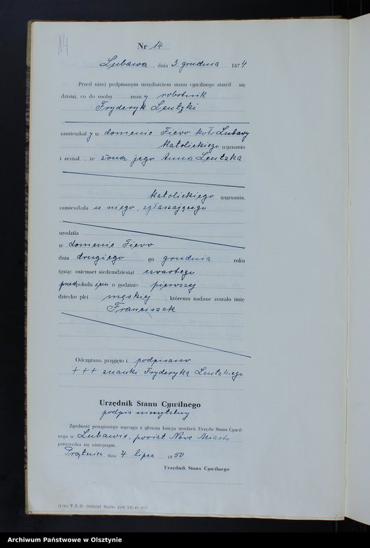 image.from.unit.number "Księga urodzeń Nr 1 - 18,1 - 46,1 - 47,1 - 49,1 - 52 i 1 - 51/przepisana w języku polskim z oryginału niemieckiego w dniach 18.06.1950 - 7.08.1950/"