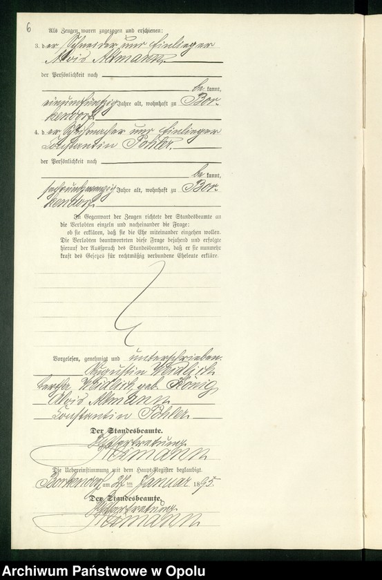 Obraz 10 z jednostki "Heiraths-Neben-Register des Standesamts Borkendorf pro 1895"