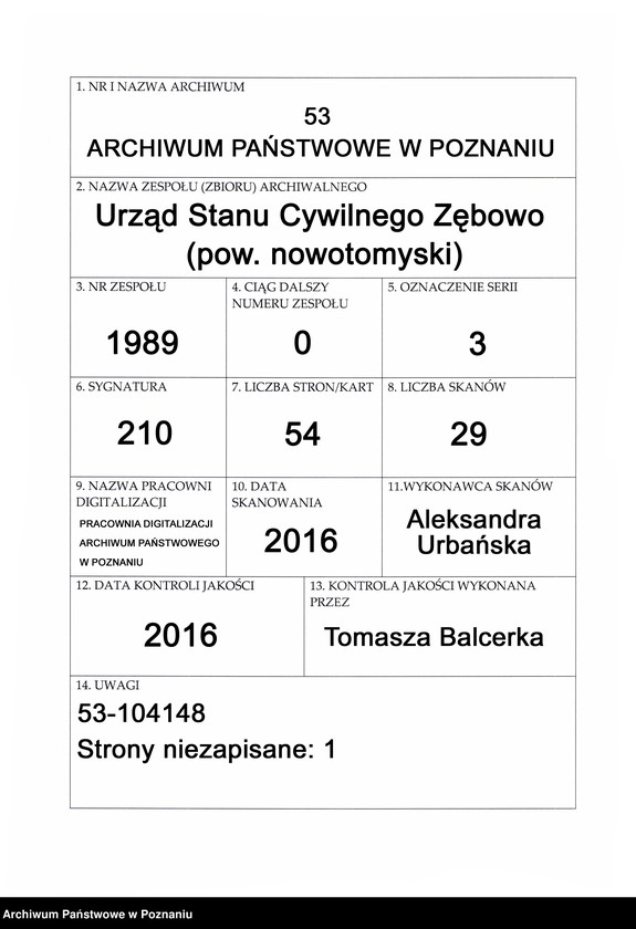 Obraz 2 z jednostki "Heirats-Neben-Register"