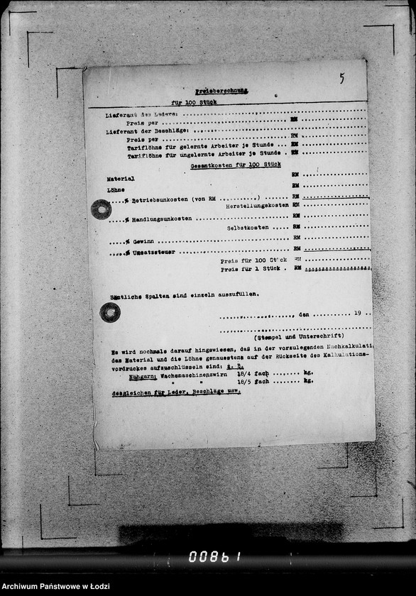 Obraz 8 z jednostki "306 Rucksack A-G. [Korespondencja, zamówienia i kalkulacje]"