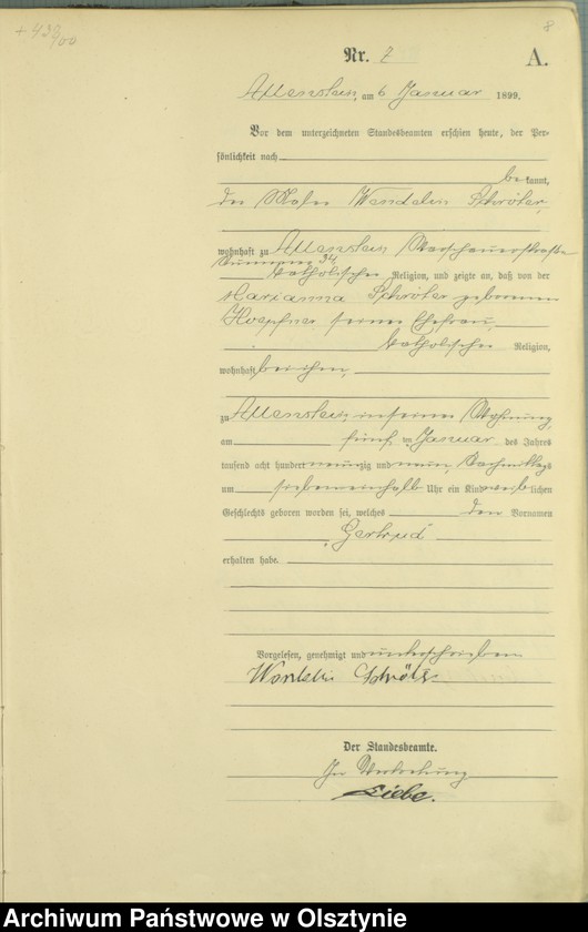 image.from.unit.number "Geburts-Haupt-Register Tom I,Nr 1 - 399"