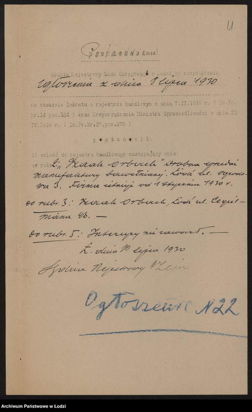 Obraz 6 z jednostki "Izaak Orbach- drobna sprzedaż manufaktury bawełnianej"