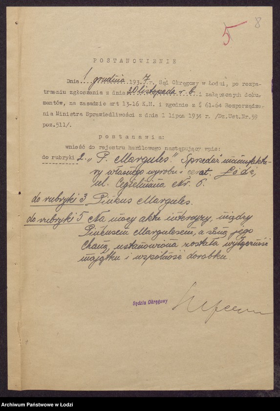 Obraz 10 z jednostki "Pinkus Margules- sprzedaż manufaktury własnego wyrobu i cerat"