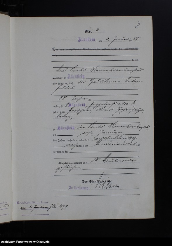 image.from.unit.number "Sterbe-Haupt-Register Tom I, Nr 1-381"