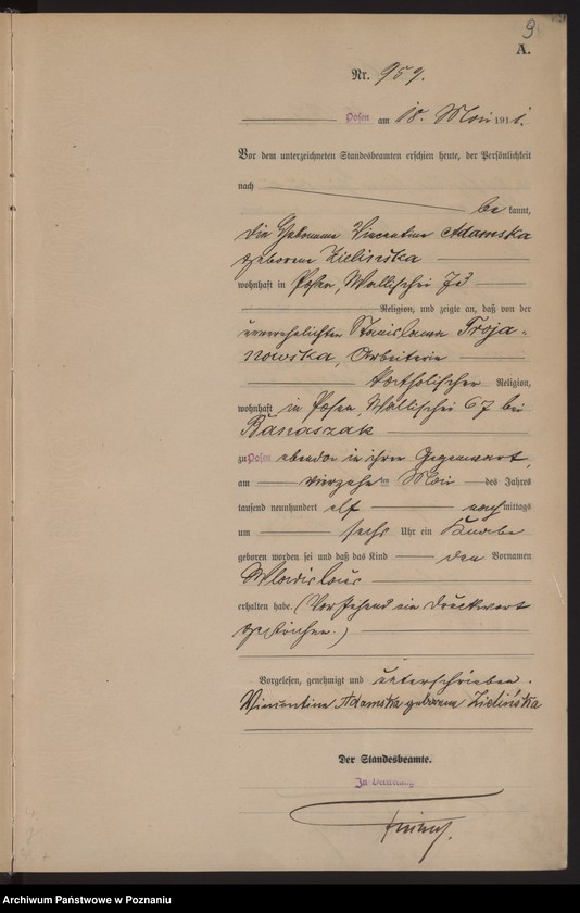 Obraz 10 z jednostki "Księga miejscowa urodzeń tom III [Rejestr główny urodzeń]"