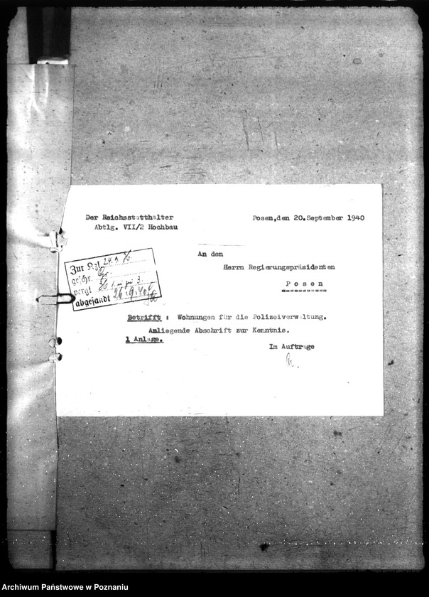 Obraz 10 z jednostki "Allgemeine Wohnungsfragen der Polizeiverwaltung Posen"