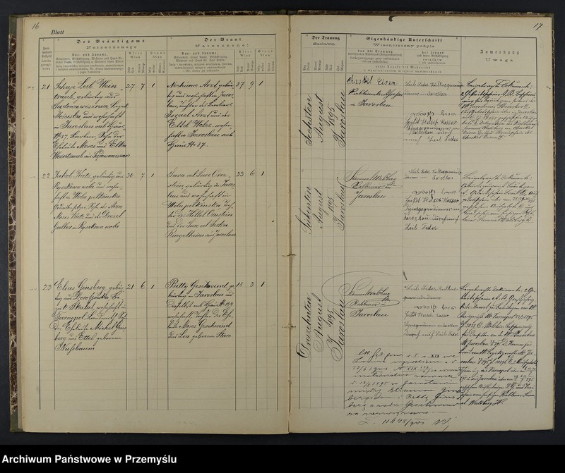 image.from.unit.number "Trauungsbuch des Isr.[aelitischen] Matriken-Bezirkes Jaroslau 1895"
