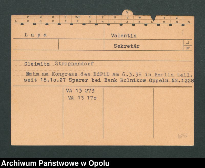 Obraz 6 z kolekcji "Uczestnicy I-go Kongresu Polaków w Niemczech odnotowani w aktach opolskiego gestapo"