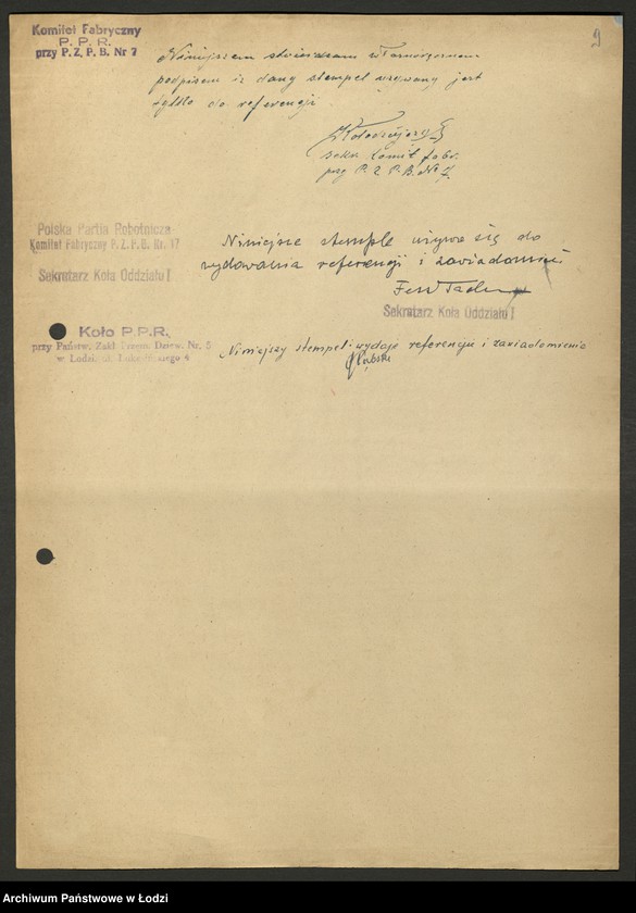 Obraz 10 z jednostki "Odbitki stempli i pieczęci partyjnych"