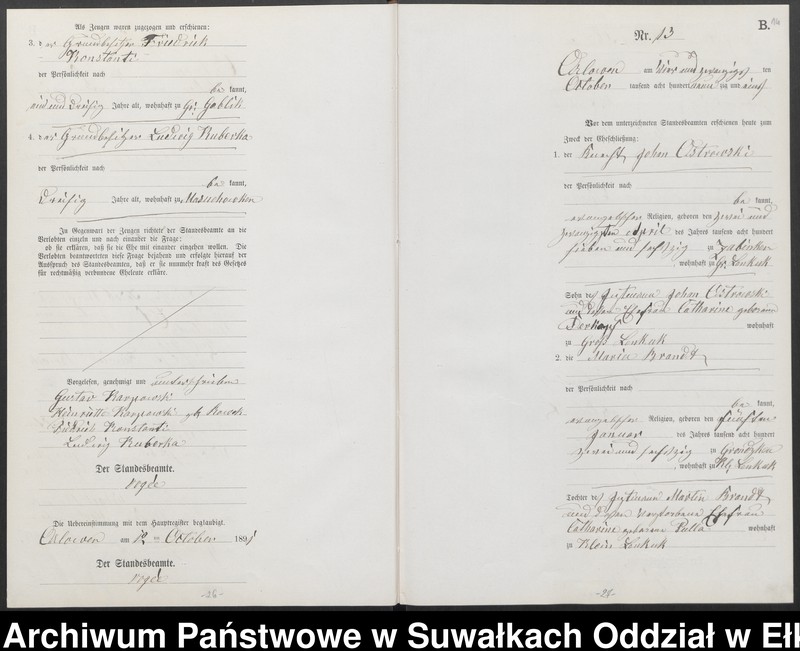 image.from.unit.number "Heiraths-Neben-Register des Preussischen Standes-Amtes Orlowen Kreis Loetzen für das Jahr 1891"