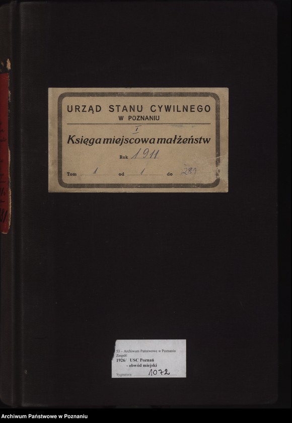 Obraz 1 z jednostki "Księga miejscowa małżeństw tom I [Rejestr główny małżeństw]"