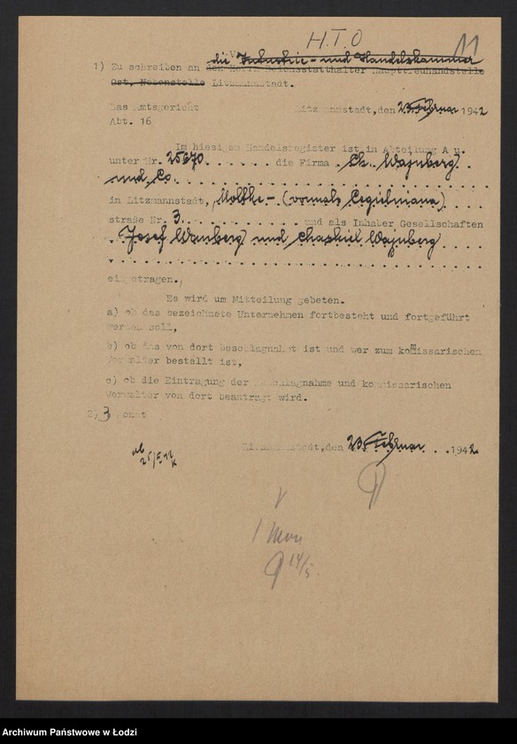 Obraz 13 z jednostki "Josef Wajnberg, Chaskiel Wajnberg- wyrób i sprzedaż towarów włókienniczych"