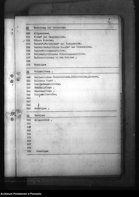 Obraz 6 z jednostki "Aktenplan der Abteilung III (Erziehung, Unterricht, Kultur- und Gemeinschafts- pflege)"