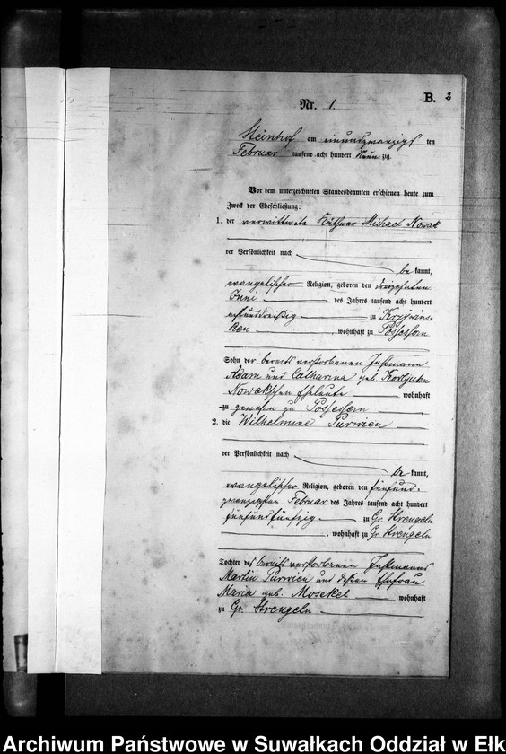 image.from.unit.number "Heiraths-Neben-Register des Preussischen Standes-Amtes Gr. Strengeln Kreis Angerburg"