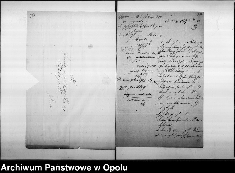 Obraz 20 z jednostki "Acta des Magistrats zu Oppeln betreffend die dem p. Bobreck ertheilte Erlaubniß zum Kleinhandel mit geistigen Getränke und zur Errichtung eines Kaffen=Etablissements in seinem Hause No 35 Odervorstadt so wie die Denunciation des p. Angres"