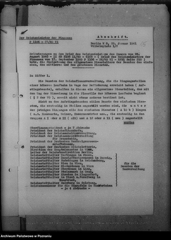 Obraz 19 z jednostki "Erlasse und Verfügungen betr. Festsetzung des allgemeinen Dienstalters der Beamten"