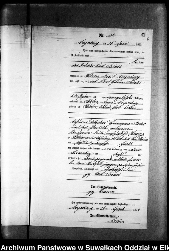 image.from.unit.number "Sterbe-Neben-Register des Preussischen Standes-Amtes Kehlen Kreis Angerburg"