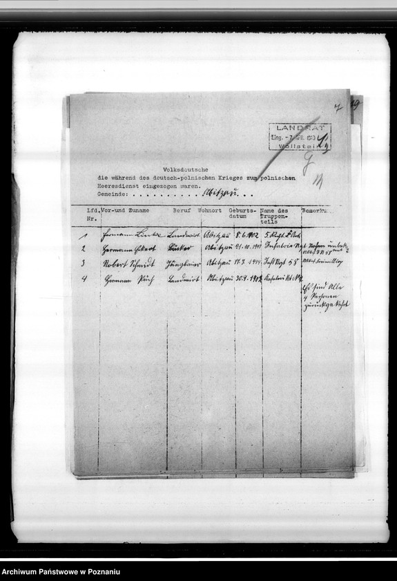 Obraz 11 z jednostki "Spisy miejscowych Niemców z powiatu wolsztyńskiego służących w wojsku polskim lub internowanych przez polskie władze"