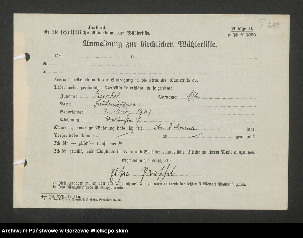 Obraz 8 z jednostki "Anmeldungen zur Wählerliste. Band II"