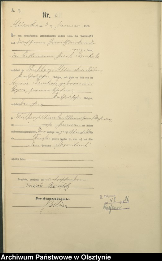 image.from.unit.number "Geburts-Haupt-Register Tom I,Nr - 399"