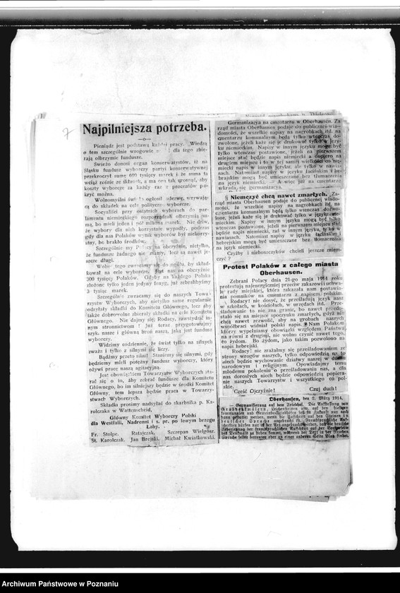 Obraz 11 z jednostki "Zbiór wycinków prasowych dotyczących działalności Towarzystwa "Straż" i innych towarzystw polskich w Oberhausen"