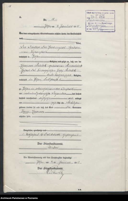 Obraz 20 z jednostki "Księga urodzeń odpis tom I [Rejestr poboczny urodzeń]"