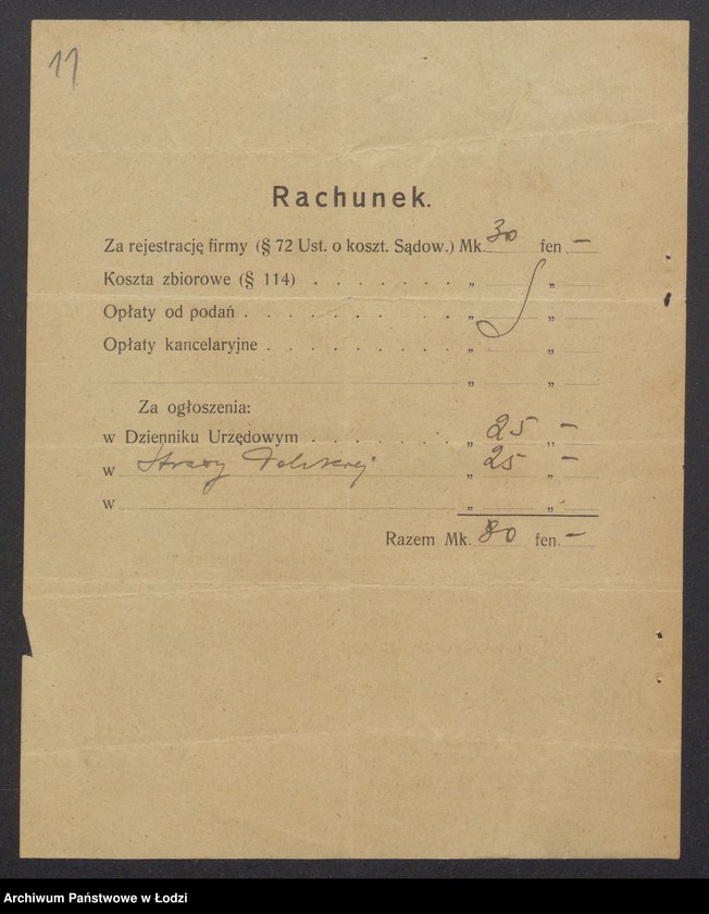Obraz 13 z jednostki "Samuel Hochman, Samuel Węgrowski i S-ka- prowadzenie fabryki i sprzedaż towarów manufakturowych"