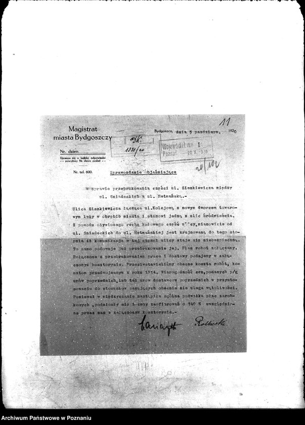 Obraz 15 z jednostki "[korespondencja w sprawie udzielenia zapomóg na roboty interwencyjne w Bydgoszczy]."