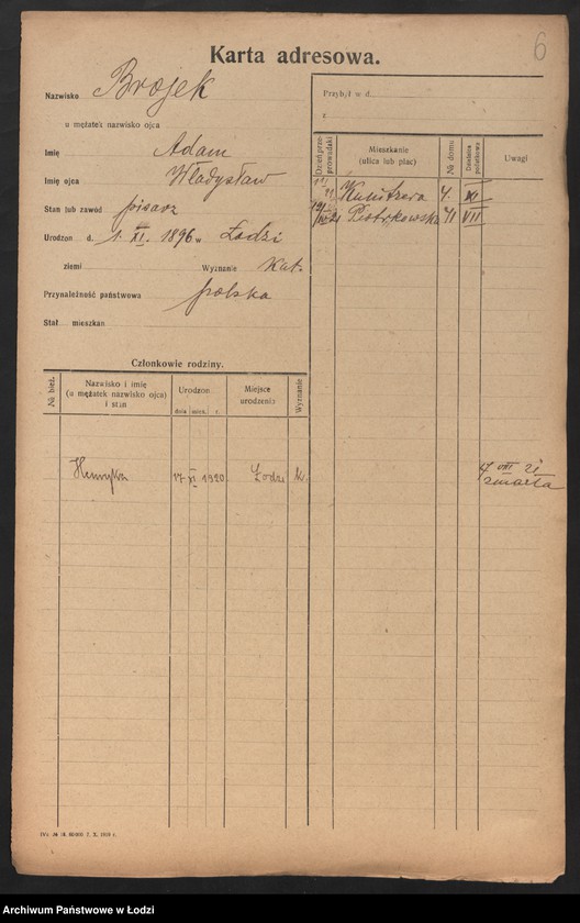 Obraz 8 z jednostki "[Spis ludności Łodzi] Broiński - Brot"