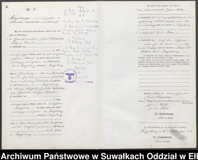 image.from.unit.number "Heiraths-Neben-Register des Preussischen Standes-Amtes Angerburg Kreis Angerburg"