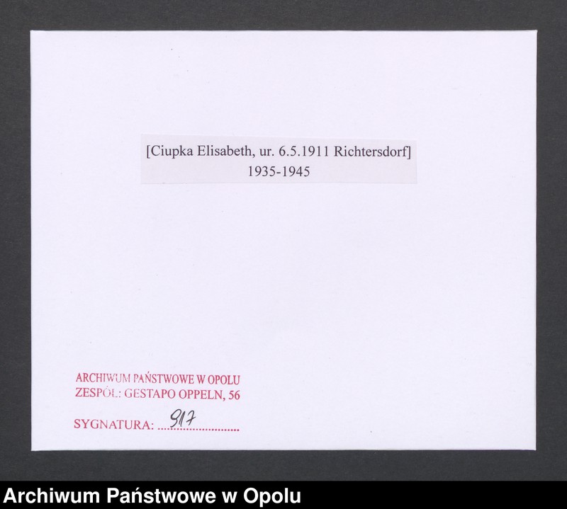 Obraz 2 z jednostki "[Ciupka Elisabeth, ur. 6.5.1911 Richtersdorf]"
