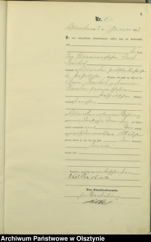 image.from.unit.number "Geburts-Haupt-Register Tom I,Nr 1 - 399"