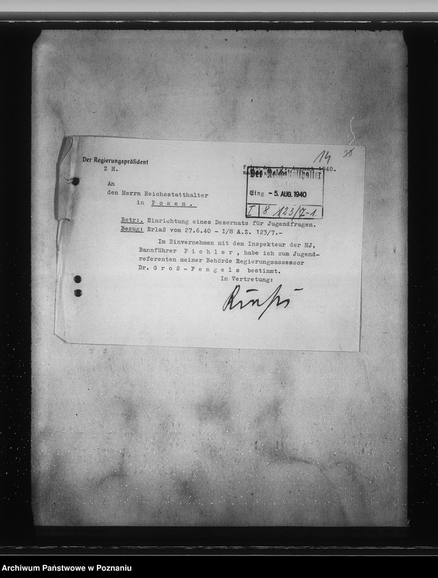 Obraz 18 z jednostki "Zarządzenia i korespondencja w sprawie hitlerowskich organizacji młodzieżowych"