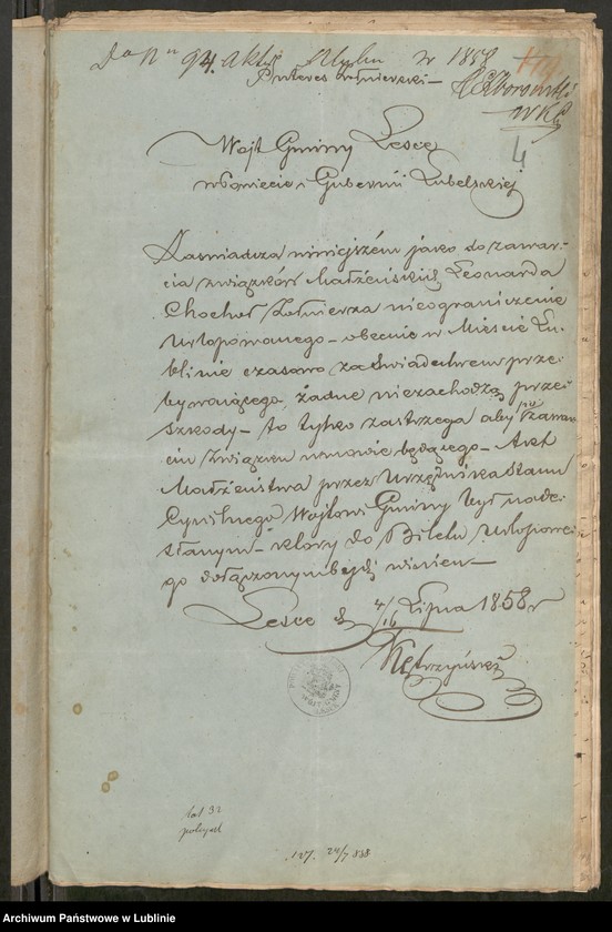 image.from.unit.number "Alegaty do księgi urodzeń, małżeństw i zgonów z 1849 r."